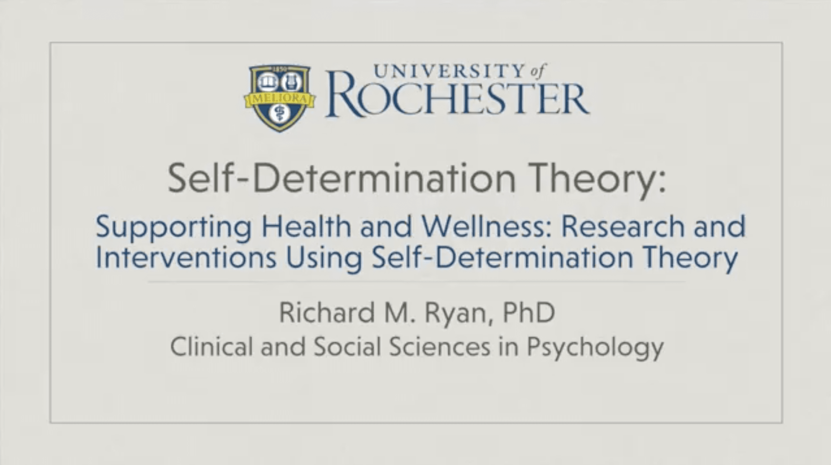 Supporting Health and Wellness Coursera video with Richard M Ryan