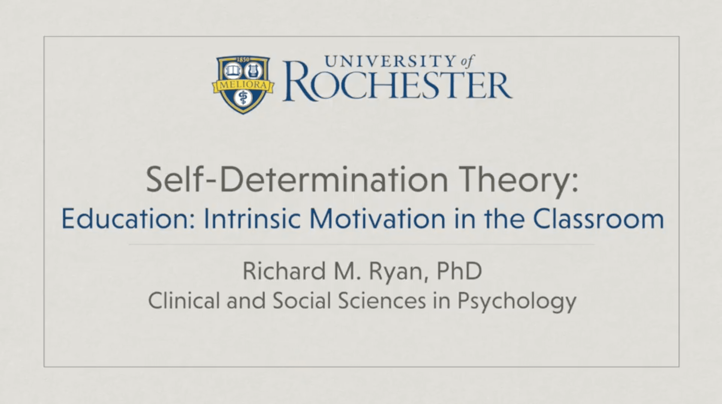 Education Intrinsic Motivation in the Classroom Coursera video with Richard Ryan